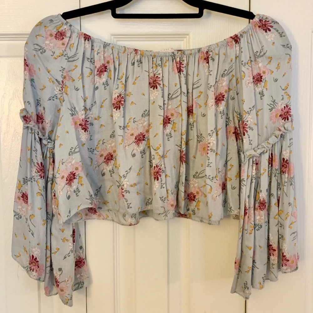Never Ask Why off the shoulder flowy crop top